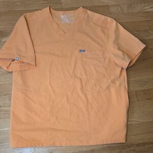 Men's XL Figs Chisec Orange Crew Neck Short Sleeve Scrub Top With Front Pockets